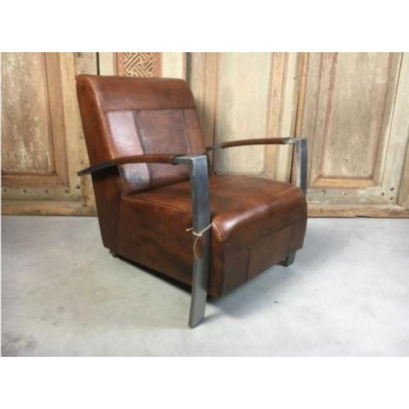 Vintage lederen fauteuil Tom en Frank - In 6 kleuren leer