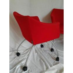 3xTulip fauteuils blazer rode stof camira>>> (ZIE FOTO'S)<<<