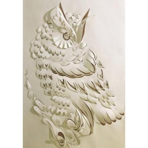 Uilen behang papercut met 3D effect
