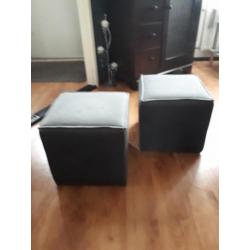 Hocker grijze jeans stof te koop aangeboden