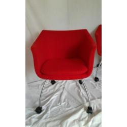 3xTulip fauteuils blazer rode stof camira>>> (ZIE FOTO'S)<<<