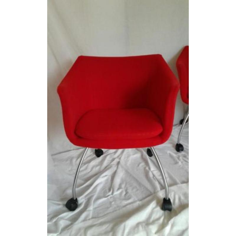 3xTulip fauteuils blazer rode stof camira>>> (ZIE FOTO'S)<<<