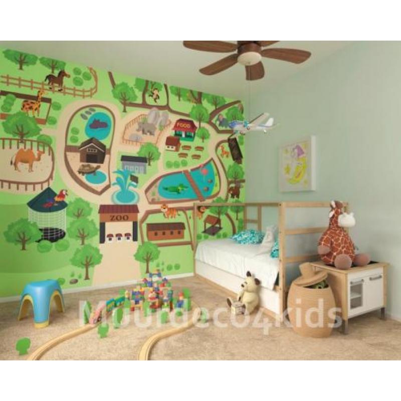 Vliesbehang Dierentuin, Dieren behang Kinderkamerbehang