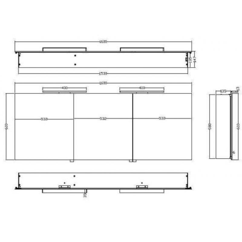 Luxe spiegelkast +Led verlichting 160x60x14cm