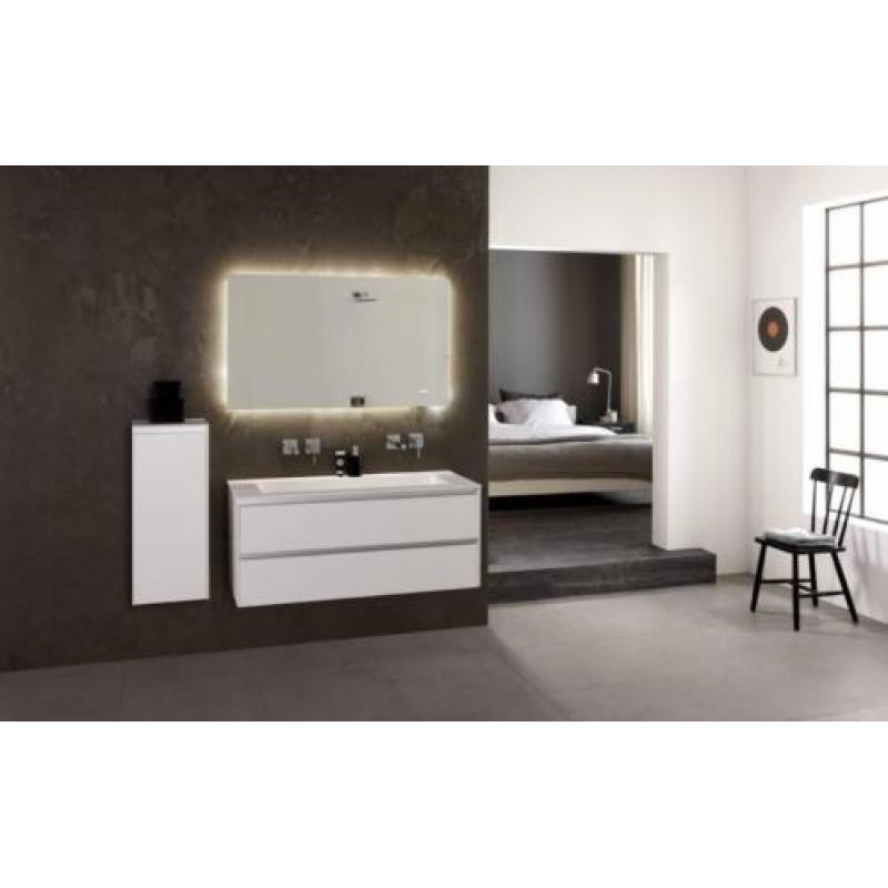 Badmeubel Frozen Solid Surface 120Cm Met Led Spiegel