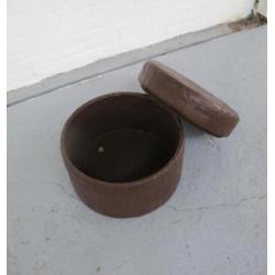Poef Leuke vintage De Sede jaren 60 bruin leren poef naaibox