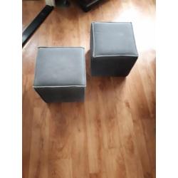 Hocker grijze jeans stof te koop aangeboden