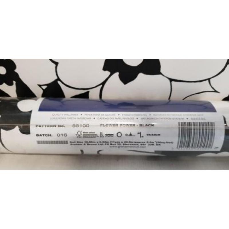 Behang flower power zwart wit nieuw