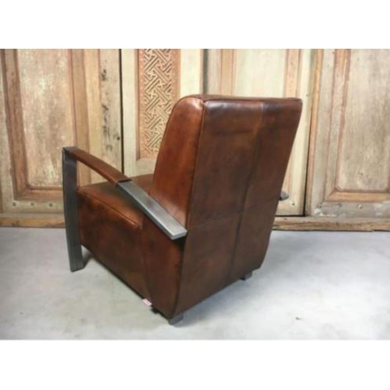Vintage lederen fauteuil Tom en Frank - In 6 kleuren leer