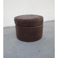 Poef Leuke vintage De Sede jaren 60 bruin leren poef naaibox