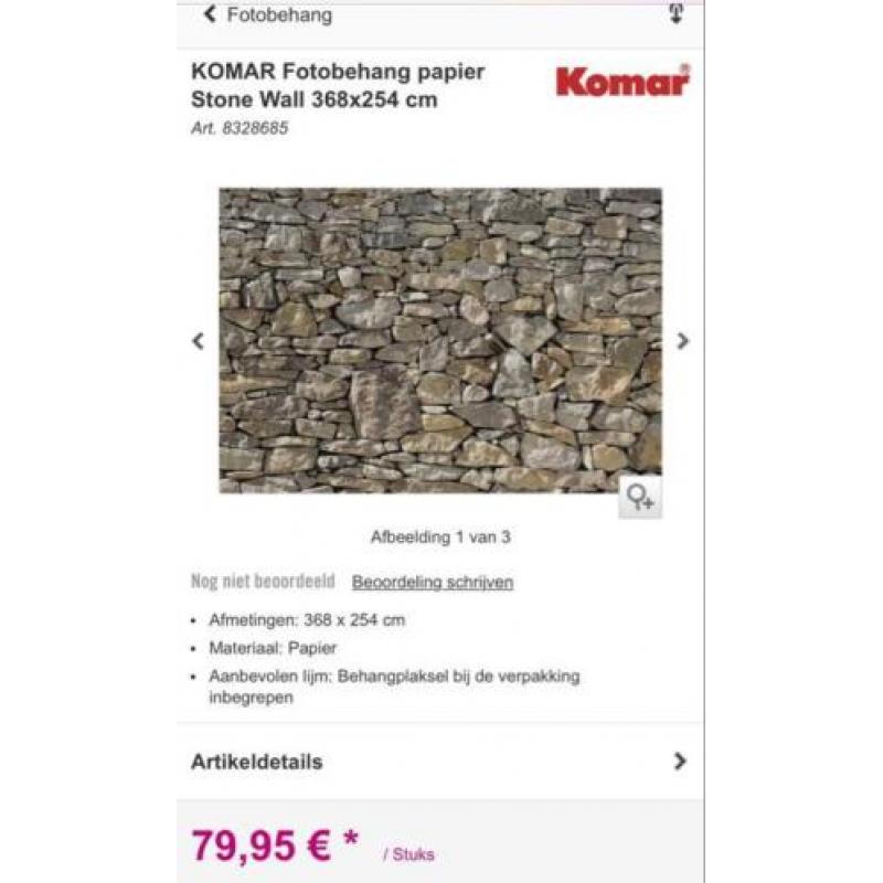 Komar fotobehang Stone Wall 368 x 254