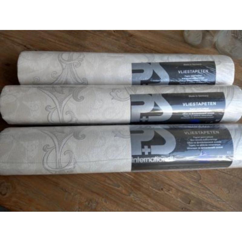 Nieuw behang 3 rollen taupe/bruin/beige/glitter