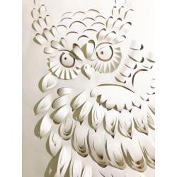 Uilen behang papercut met 3D effect
