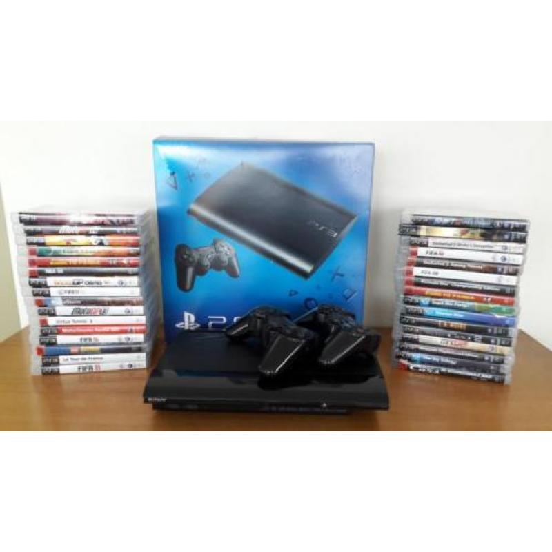PS 3 Slim 500GB, 2 controllers+spellen